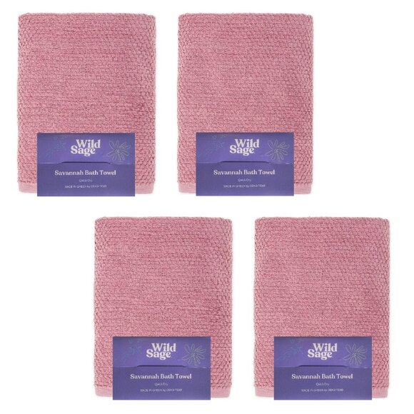 4 new MAUVE PINK Wild Sage Savannah Quick Dry 90% Cotton 30"x54" BATH To… - Picture 1 of 8